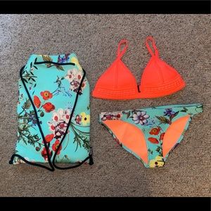 Triangl bikini top, bottom and bag matching set